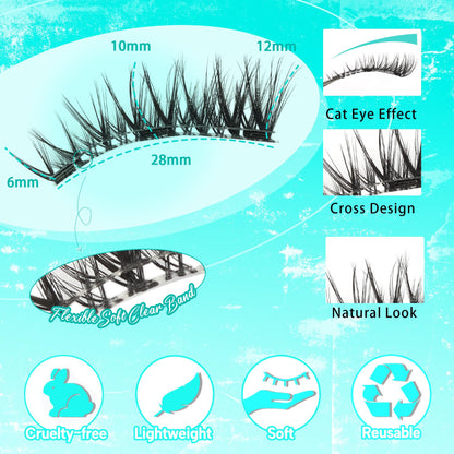 Veleasha Magnetic Eyelashes with Applicator Wispy Lashes Reusable (Cloudy)