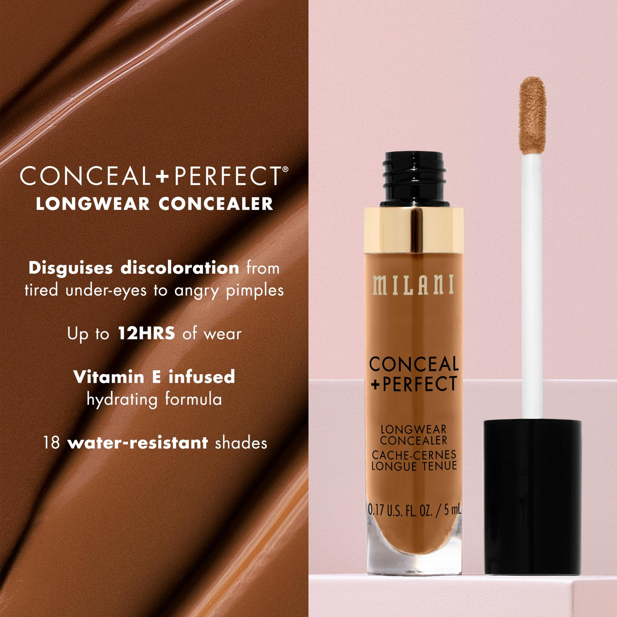 Milani Conceal + Perfect Longwear Concealer - Medium Beige (0.17 Fl. Oz.)