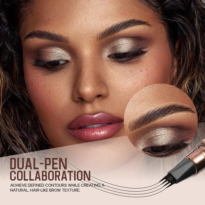2 Pack Waterproof Eyebrow Pencils for Women with 4-Tip and Blade Tip