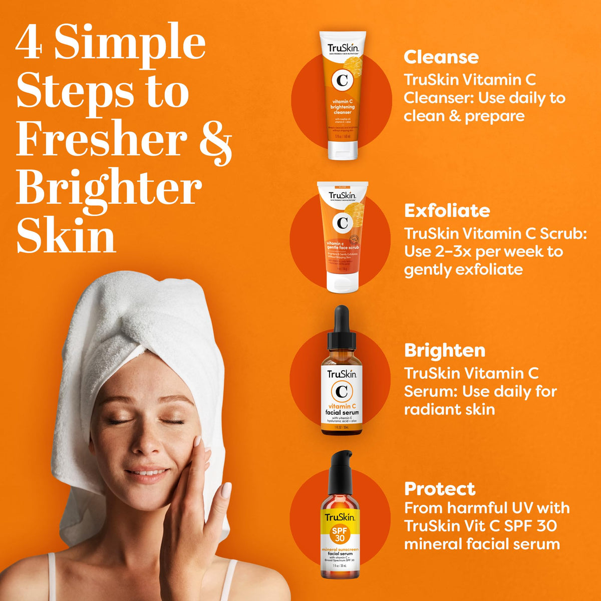 TruSkin Vitamin C Brightening Face Scrub with Yuzu Lemon, 4 fl oz