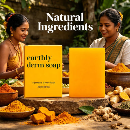 Earthly Derm Turmeric Glow Soap, Natural Handmade Bar, Gentle Cleansing and Moisturizing, for All Skin Types (1PCS, 3.5OZ)