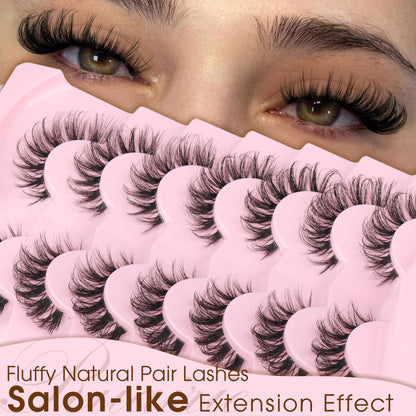 False Lashes Natural Look Fake Eyelashes Wispy Cat Eye Lashes Clear Band False Eyelashes 16MM Faux Mink Lashes Pack 7 Pairs by Ruairie