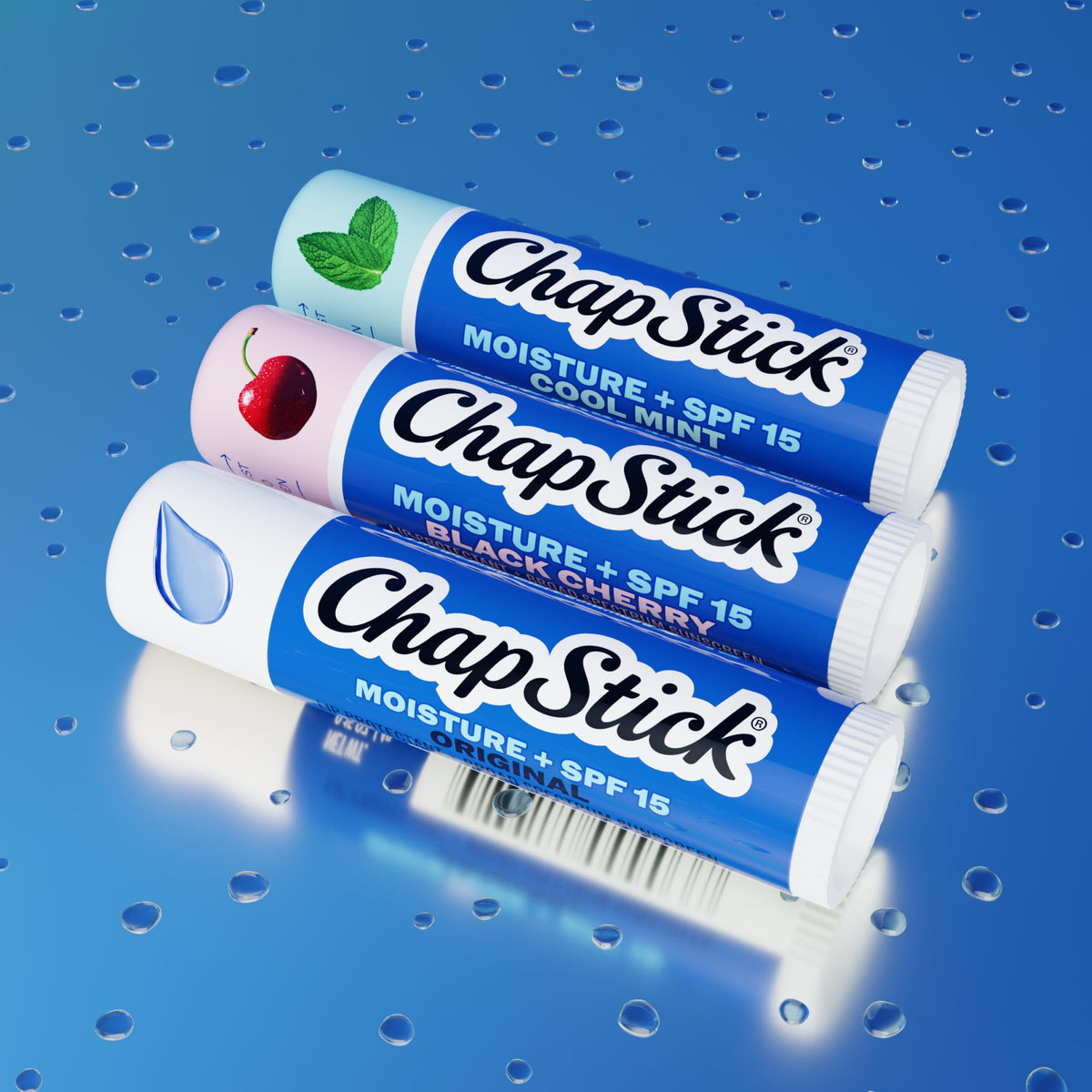 ChapStick Moisture SPF + 15 Lip Balm Sticks with 24 Hour Moisture, 12-Pack