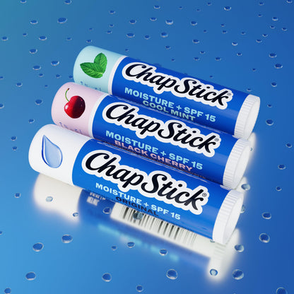 ChapStick Moisture SPF + 15 Lip Balm Sticks with 24 Hour Moisture, 12-Pack