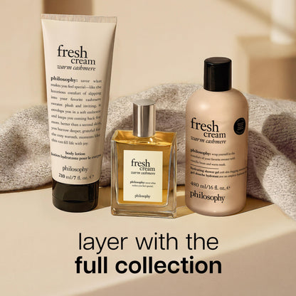 philosophy fresh cream warm cashmere hydrating shower gel – cozy vanilla scented body wash – with vanilla, tangerine & cashmere wood