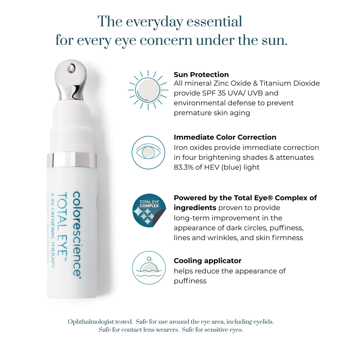 Colorescience, Total Eye 3-in-1 Renewal Therapy, SPF 35, Medium