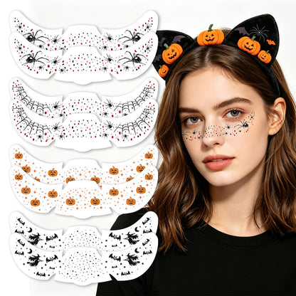 8 Pcs Glitter Halloween Freckle Tattoos for Women Halloween Costume Parties