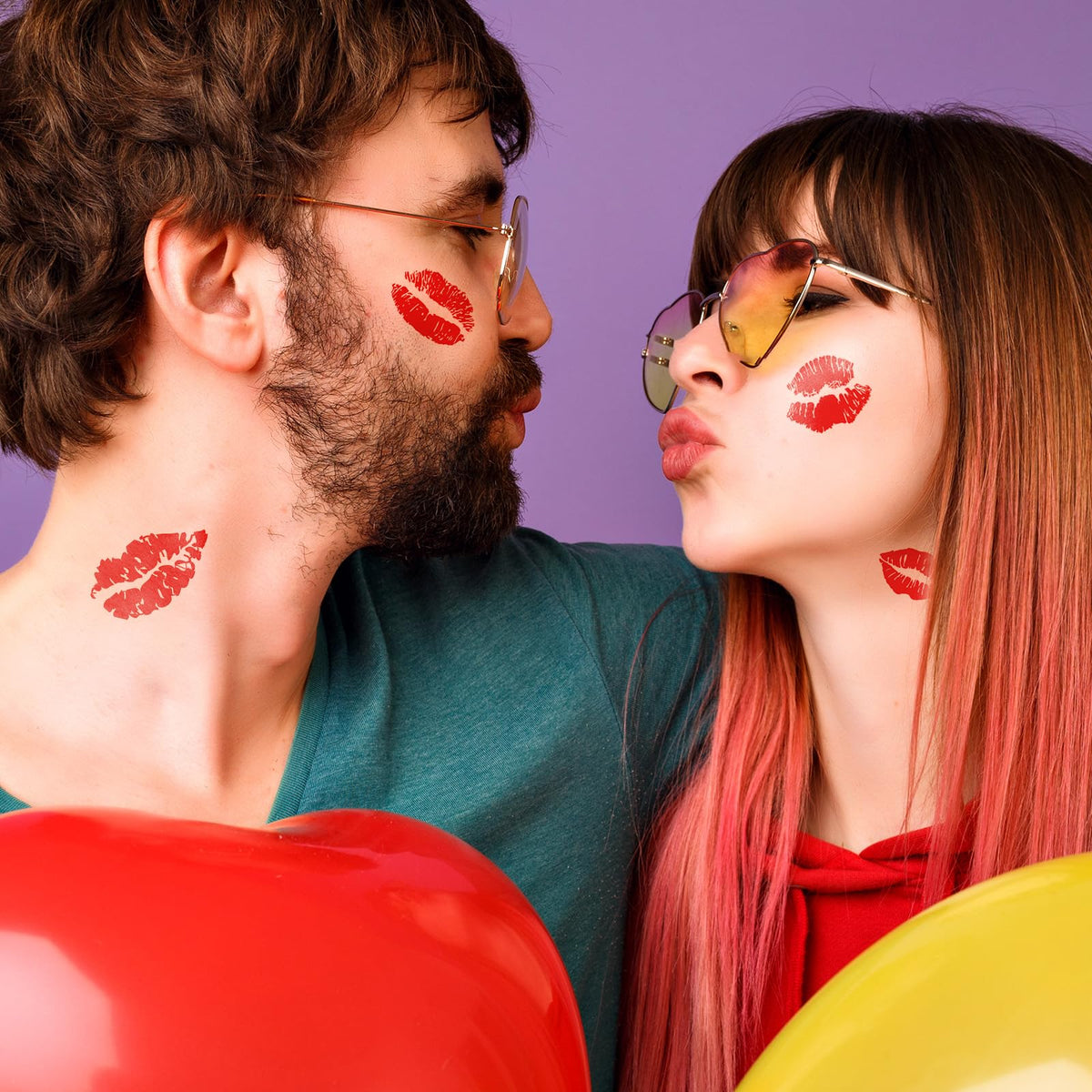 Bright Red Lip Print Temporary Tattoo Sticker Halloween Face Tattoos