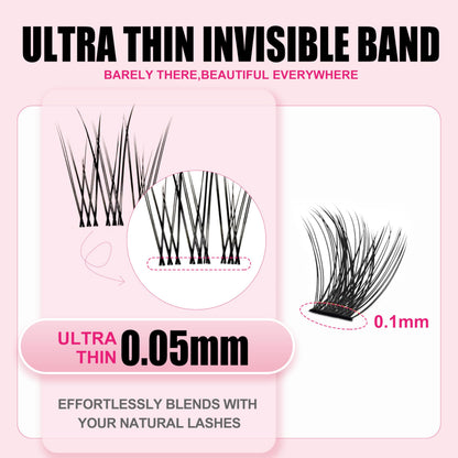 Flare Lashes With Invisible Band DiyNatural Eyelash Extension Kit Bond SealEyelash Glue and Lash Remover Beginner FriendlyIndividual Lashes Waterproof and Long lastingMakeup