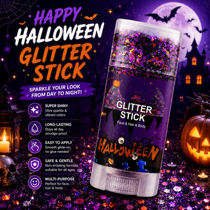 Halloween Body Glitter Stick, Black Orange Purple Sequin Hair Glitter Gel