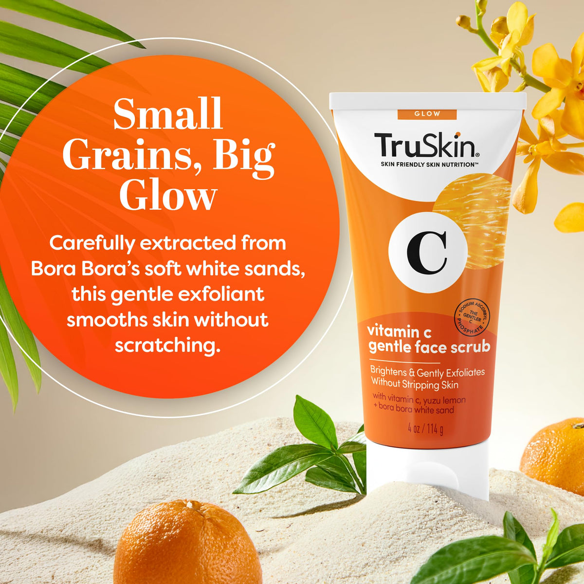 TruSkin Vitamin C Brightening Face Scrub with Yuzu Lemon, 4 fl oz