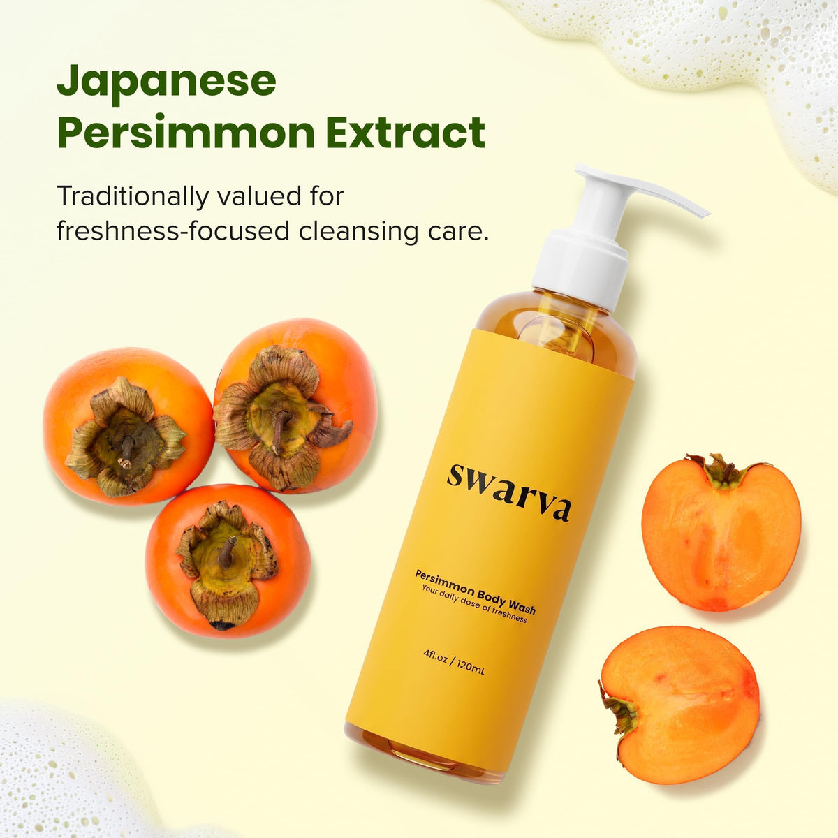 Swarva Japanese Persimmon Body Wash | Odor Cleanser - Sensitive Gel, 2 Pack