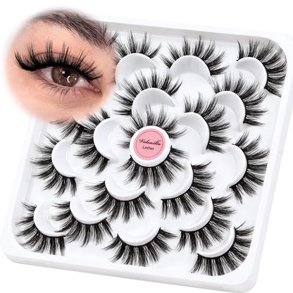 Veleasha Lashes Wispy Lashes Strips Natural Fluffy False Eyelashes (3D07)