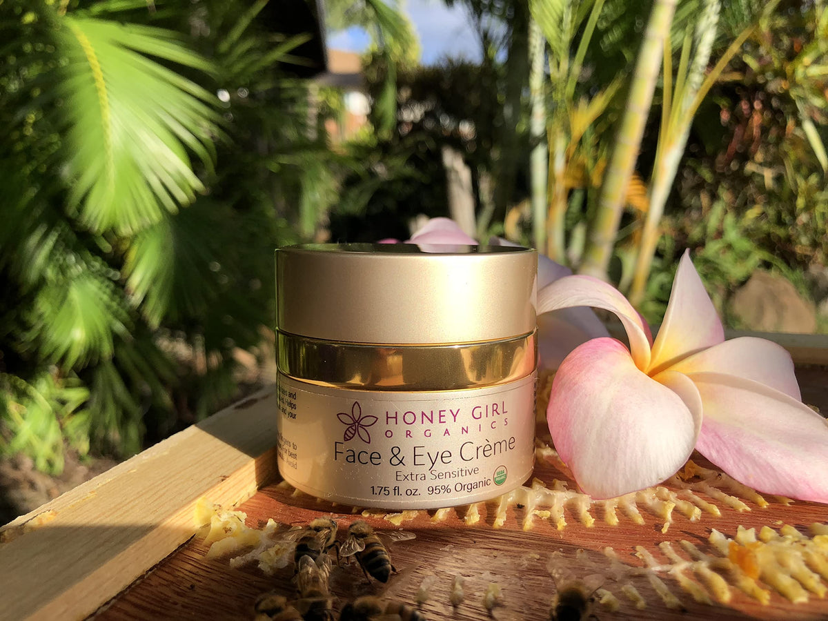 Honey Girl Organics Night Creme Extra Sensitive, Honey based Skin Care for Sensitive Skin, USDA Certified Organic Face Moisturizer, All In One: Face, Eye, Neck Cream, Made in Hawaii (1.75oz)