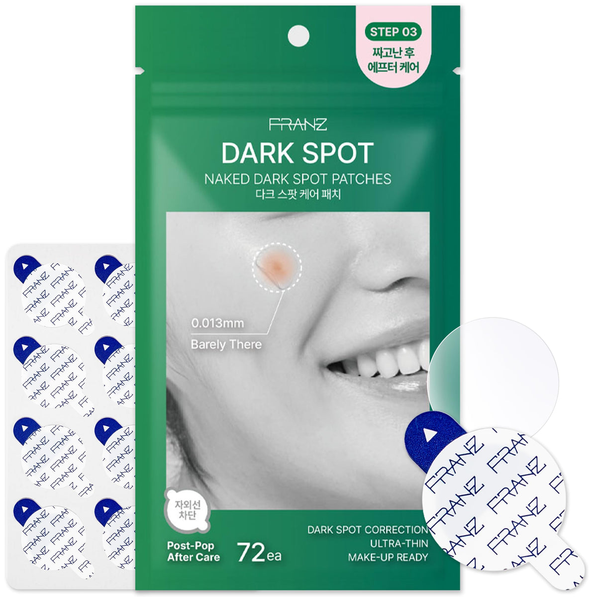 FRANZ Invisible Post-Acne Mark Patches for Dark Spots, 72 Count