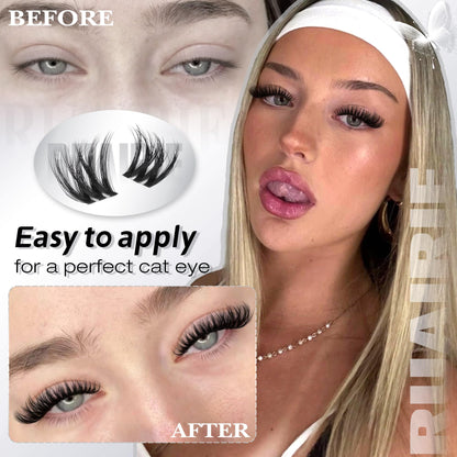 Fluffy Lash Clusters Wispy Lashes Clusters Downy Cluster Eyelash Extensions Volume Eyelash Clusters 8-16mm Faux Mink D-Curly Spider Lash Extensions Invisible Band Eyelashes Clusters