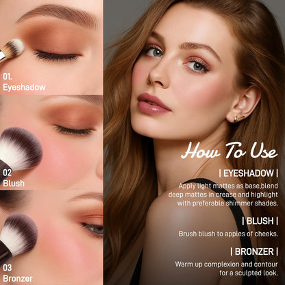 UCANBE Full Size Baked Makeup Palette Set - Include Blush, Bronzer, 8 Eyeshadows & Brushes, Pigmented All-in-One Face & Eye Compact Powder Beauty Holiday Gift Kit for Starter & Pros, Travel Friendly