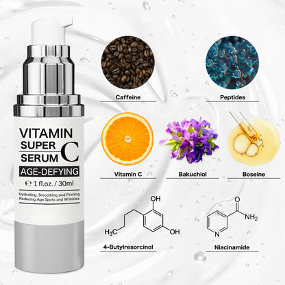 Super Vitamin C Serum for Women over 70, Wrinkle Cream for Face, Anti Aging Cream, Hydrates, Softens, Lifts and Firms Super Vitamin C Serum 30ml