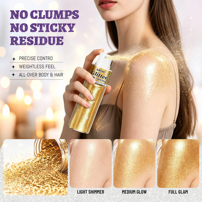 AROIC Body Glitter Spray 3 Pack, Hair & Body Shimmer Glint-Rainbow Powder