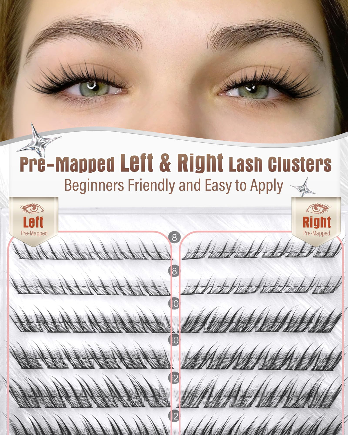 Fox Eye Lash Clusters Natural Clusters Eyelash Extensions 8-14MM Short Eyelash Clusters LC-Curly Pre-Mapped Lash Clusters Cat Eye Anime Individual Lashes Spikes Fox Eyes Lash Extension by Zegaine