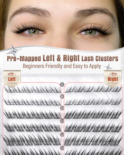 Fox Eye Lash Clusters Natural Clusters Eyelash Extensions 8-14MM Short Eyelash Clusters LC-Curly Pre-Mapped Lash Clusters Cat Eye Anime Individual Lashes Spikes Fox Eyes Lash Extension by Zegaine