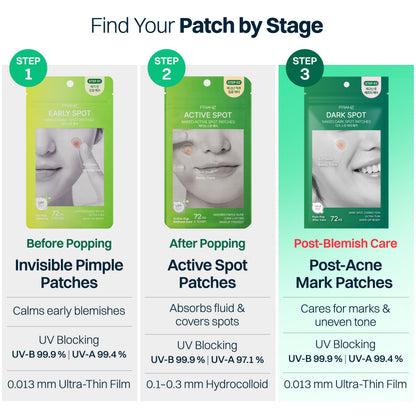 FRANZ Invisible Post-Acne Mark Patches for Dark Spots, 72 Count