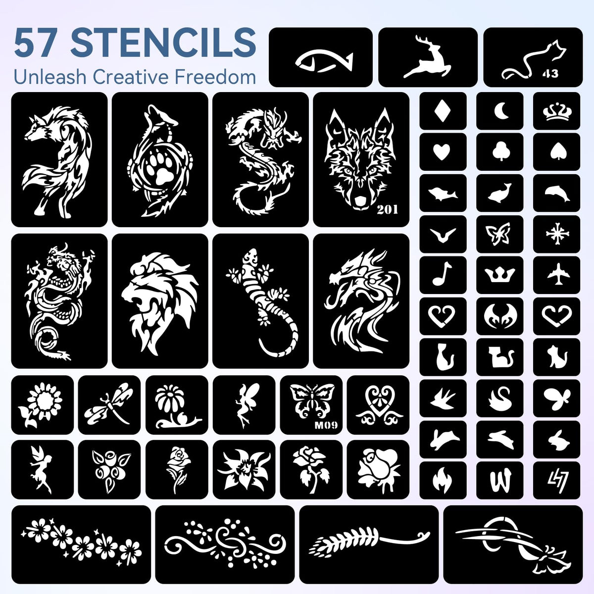 HAWINK Temporary Tattoos Markers Body Tattoo Kit 18 Count 56 Stencils
