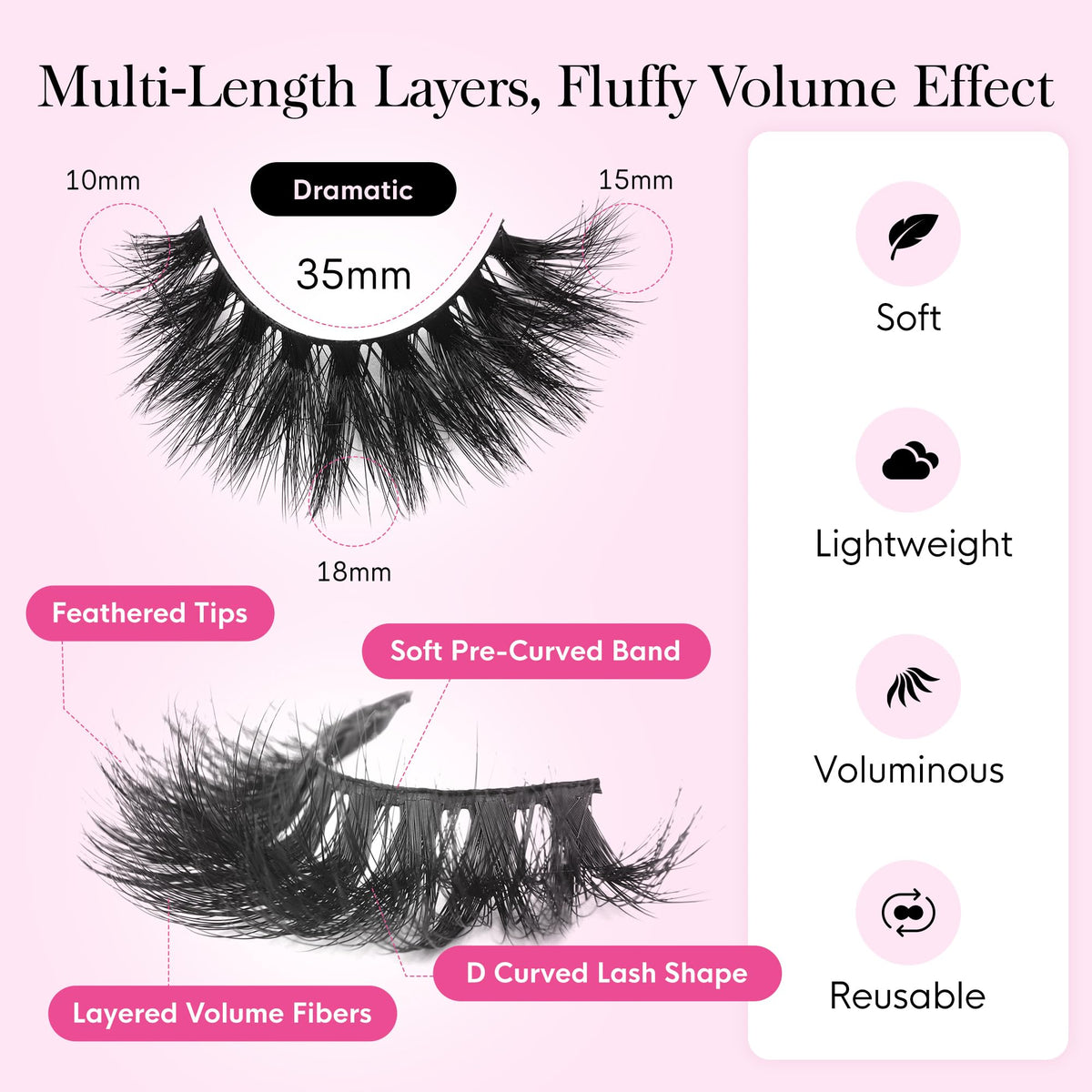 BEYELIAN False Eyelashes Full Volume Mink Lashes Strips