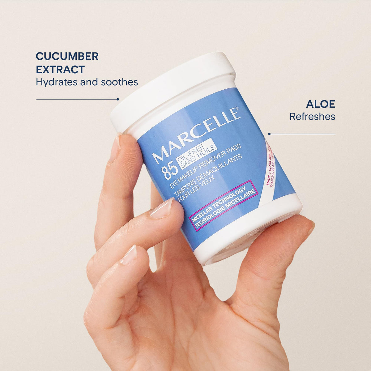 Marcelle Oil-Free Eye Make-Up Remover Pads, Sensitive Eyes, 85 Pads
