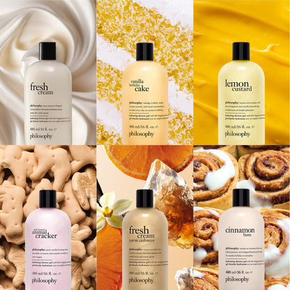 philosophy cinnamon bun shampoo, shower gel & bubble bath, 16 oz