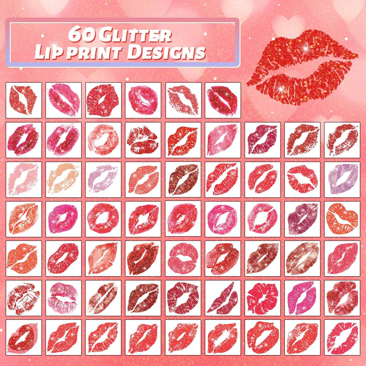 winthrop 120 Pcs Glitter Lip Print Temporary Tattoos, Individually Wrapped Kiss Tattoos, Valentine’s Day&Halloween Party Favors, Bachelorette Bridal Shower Wedding Supplies, 60 Designs