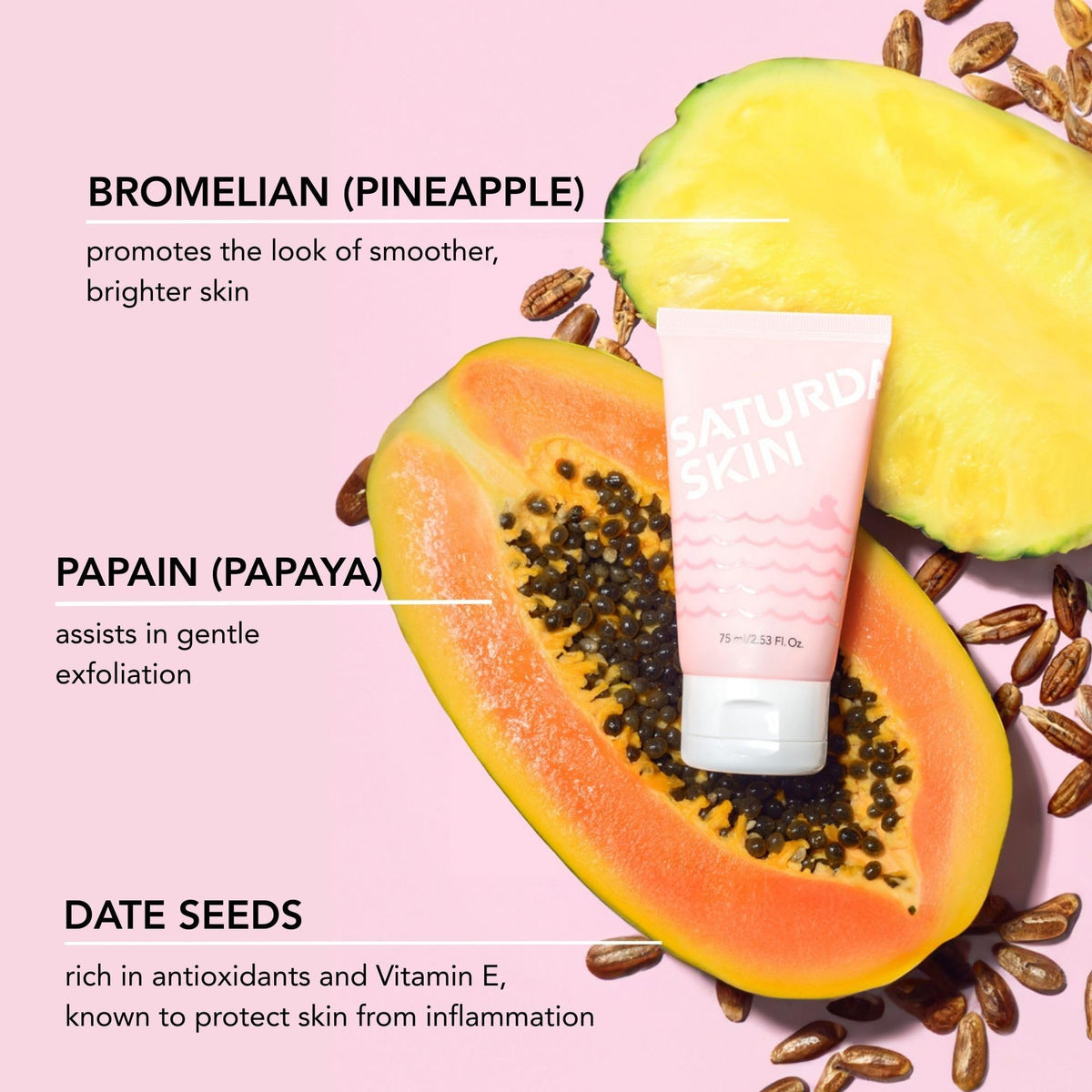Saturday Skin Face Peeling Gel - Fruit Enzyme Exfoliating Scrub, 2.53 fl oz