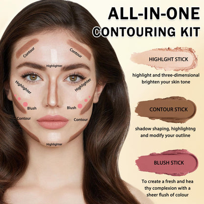 IONSGAKO 6 Colors Double-ended Cream Contour Stick Makeup Kit, Set A