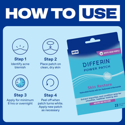 Differin Power Pimple Patches, Hydrocolloid Acne Treatment, 23ct