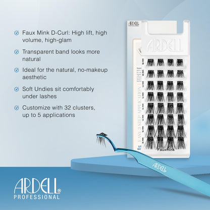 Ardell Seamless Underlash Faux Mink Lash Clusters – Faux Mink D Curl Cluster Lashes Natural Eyelash Clusters with Invisiband, Cluster Eyelash Extensions, DIY Lash Extension, 32 ct
