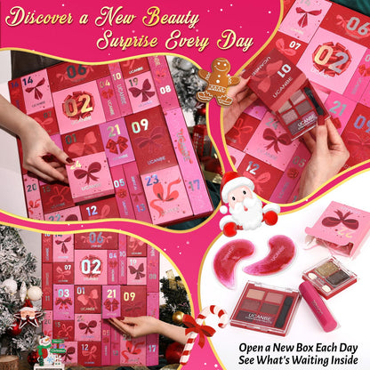 UCANBE 2026 Makeup Advent Calendar, 24-Day Christmas Makeup Gift Set for Women & Teen Girls, 2026 Xmas Beauty & Cosmetic Essentials Countdown Calendar Holiday Surprise Make Up Gift Kits Full Kit (Red)