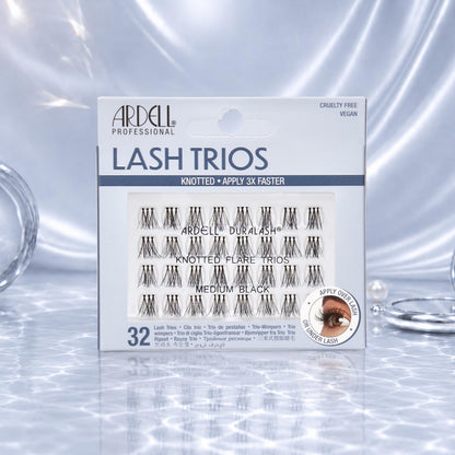 Ardell Knotted Flare Lashes Trios Lash Clusters Medium Black, 32 Ct, 4 Pack