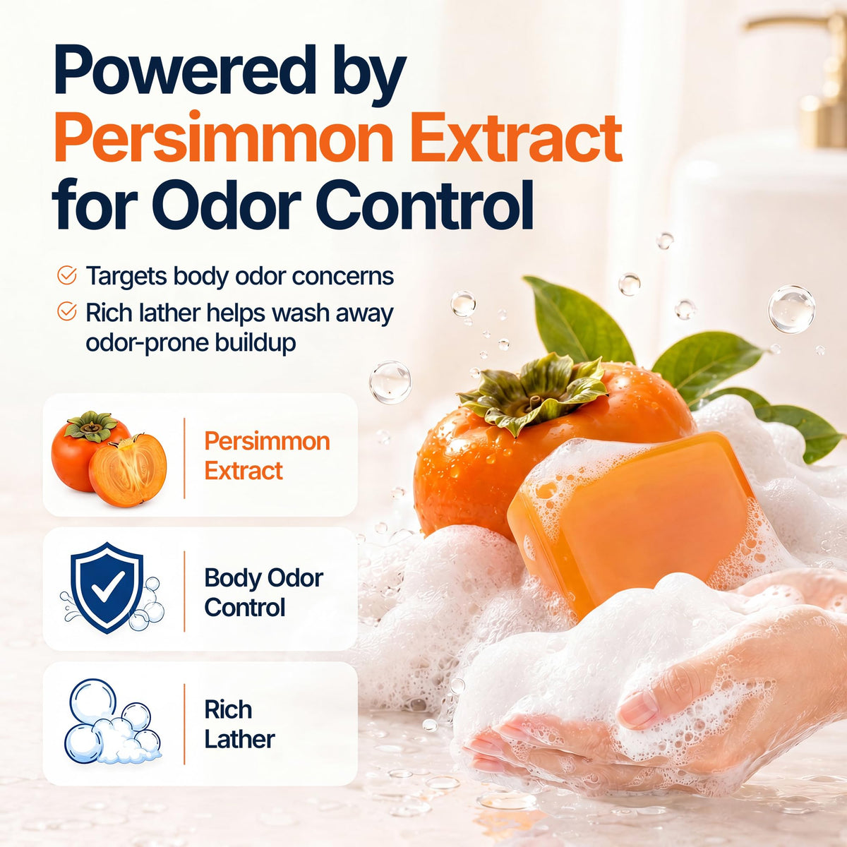 Morovan Persimmon Soap for Body Odor Control - Old People Smell Cleansr