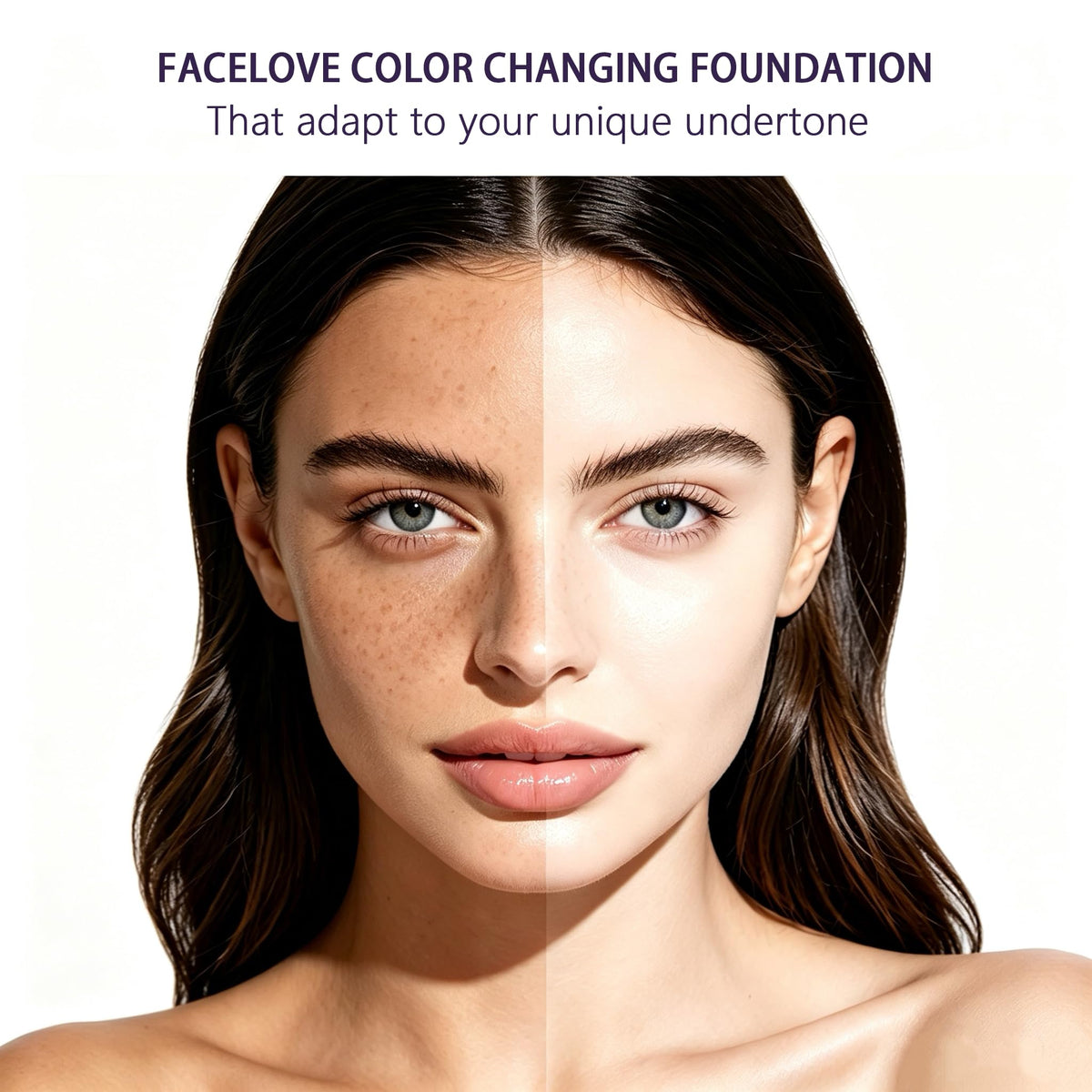 Face Color Love Changing Foundation Stick, 2-in-1 Foundation Stick with Built-In Brush, Moisturizing Long Lasting Makeup for Deep Skin Tone, Smooth Finish, Buildable Coverage, Natural Finish