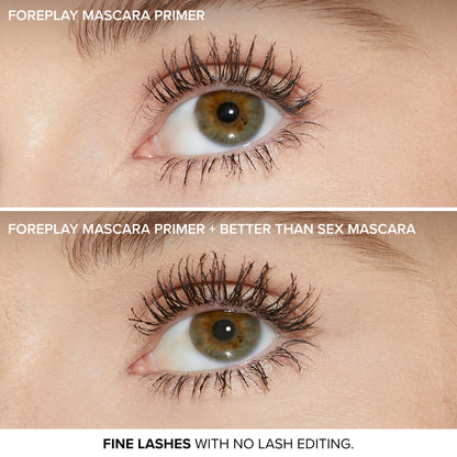 Too Faced Better Than Sex Foreplay Mascara Primer | Waterproof Eyelash Primer for Volume and Length | Nourishing Argan Oil + Grape Seed Oil Formula, Black, 0.27 Fl Oz
