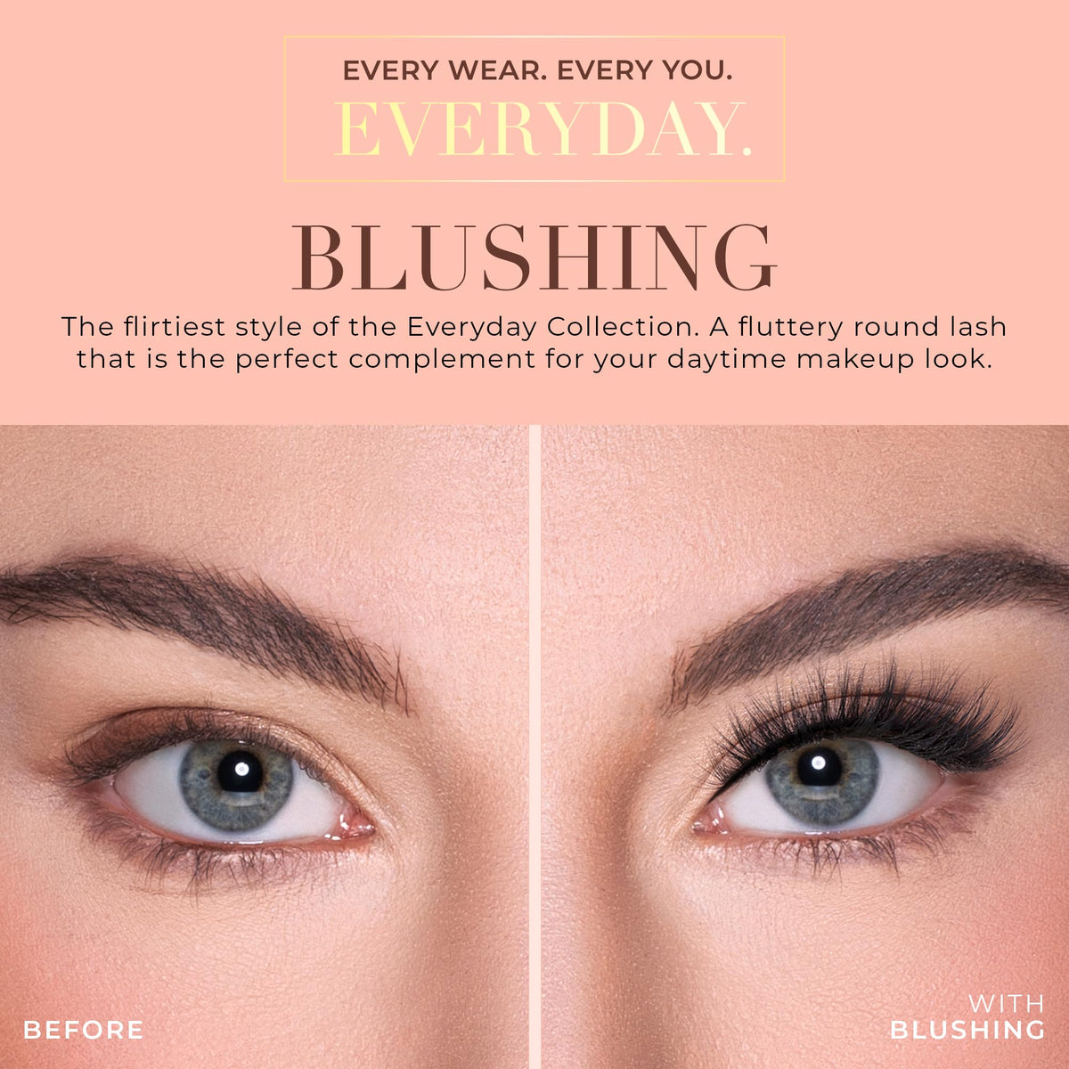 Lilly Lashes Everyday Blushing Natural Lashes, Faux Mink Natural Eyelashes, False Eyelashes Everyday Use, Individual Lashes Reusable up to 20x, No Lash Glue Included (13mm)