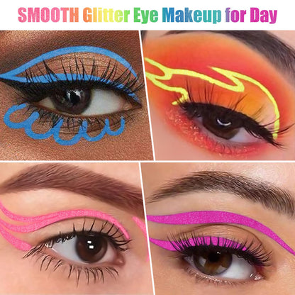 BOBISUKA 7-Color UV Glitter Liquid Eyeliner, Waterproof Neon Eye Liner