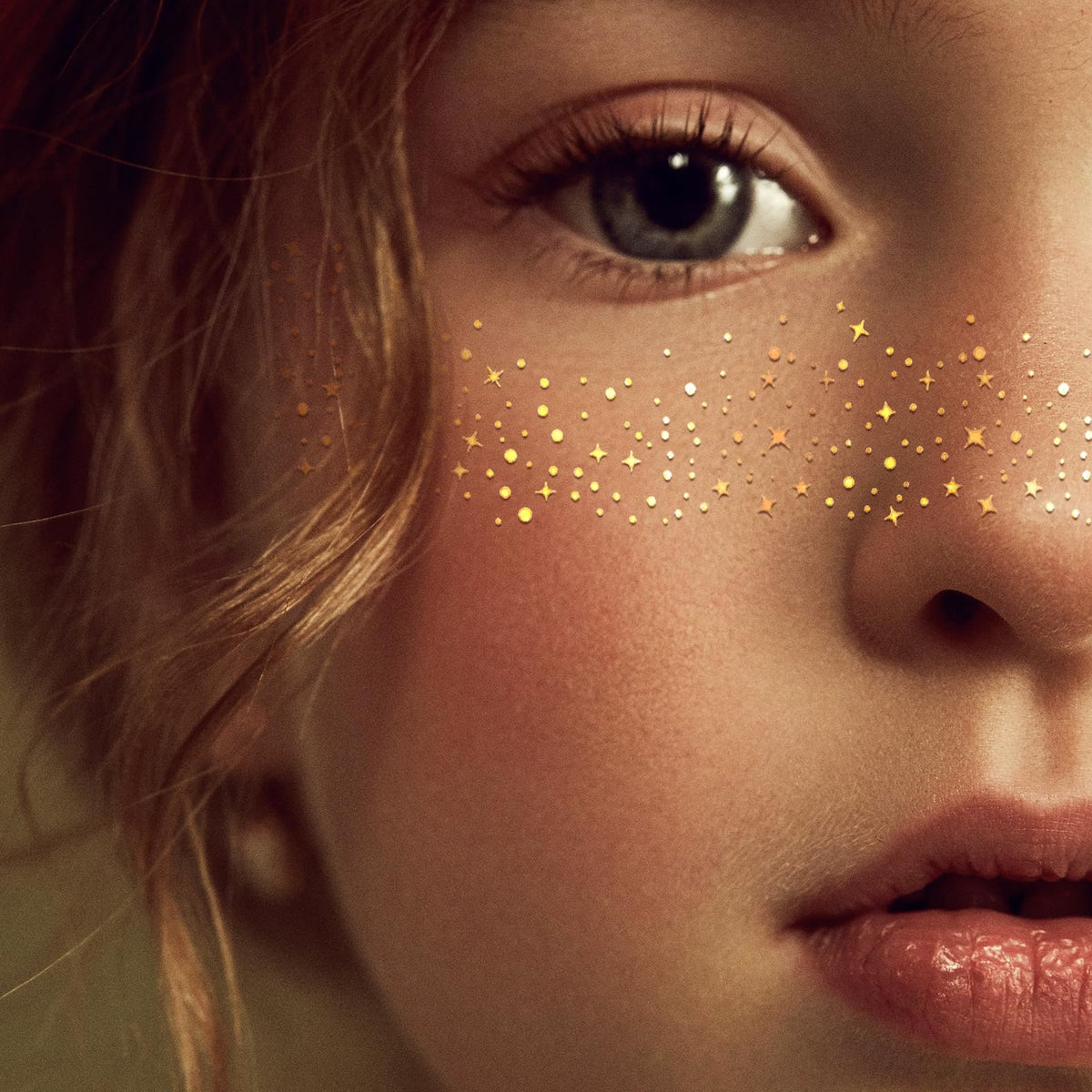 Glitter Freckles Face Tattoo,10pcs Gold Sparkle Freckles