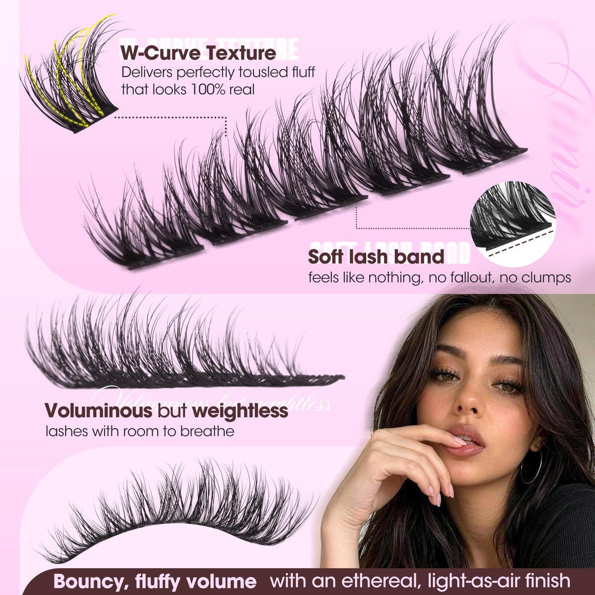 Natural Lash Clusters Wispy 10-16MM Fluffy Cluster Eyelash Extensions