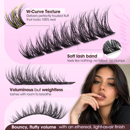 Natural Lash Clusters Wispy 10-16MM Fluffy Cluster Eyelash Extensions