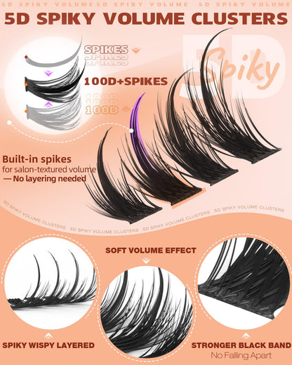 Geeneiya Manga Lash Clusters with Spikes D Curl Eyelash Clusters 10-16mm