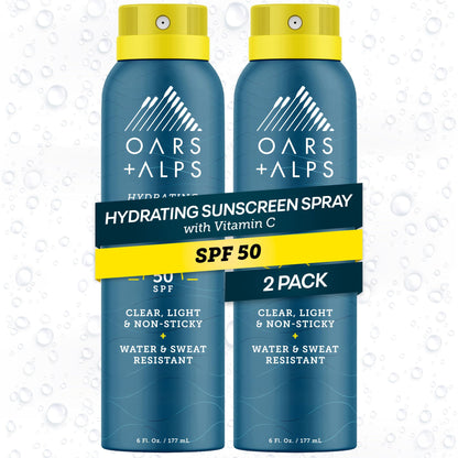Oars + Alps SPF 50 Body Sunscreen Spray, Clear + Lightweight, 2pk, 6oz