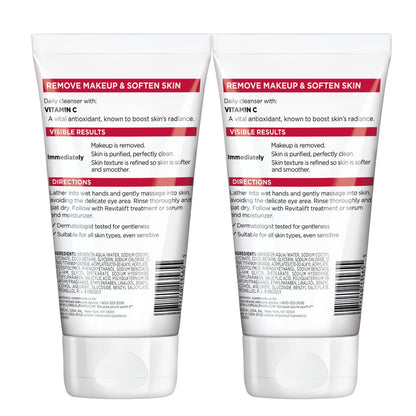 L'Oreal Paris Revitalift Daily Cream Cleanser, Gentle Makeup Remover Face Wash with Vitamin C 5 fl. oz (Pack of 2)