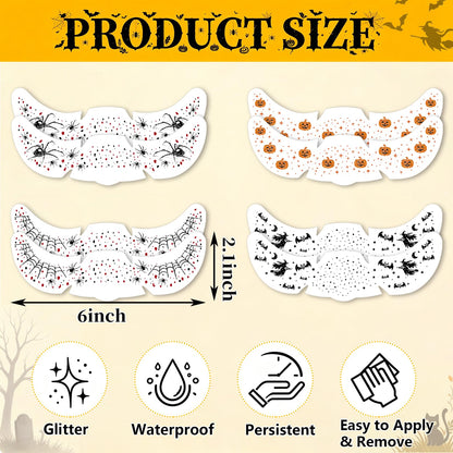 8 Pcs Glitter Halloween Freckle Tattoos for Women Halloween Costume Parties