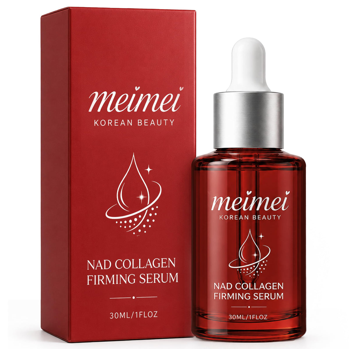 Meimei Firming Serum, NAD+ Firming Serum, Collagen Extract & Peptides Facial Serum, Anti-Aging Serum, with Wrinkle Appearance, Elasticity & Pore Care, Suitable for All Skin Types, 30ml / 1 Floz